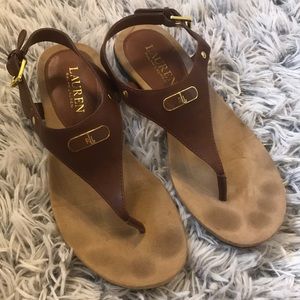 Ralph Lauren Brown Sandals Gold Detail